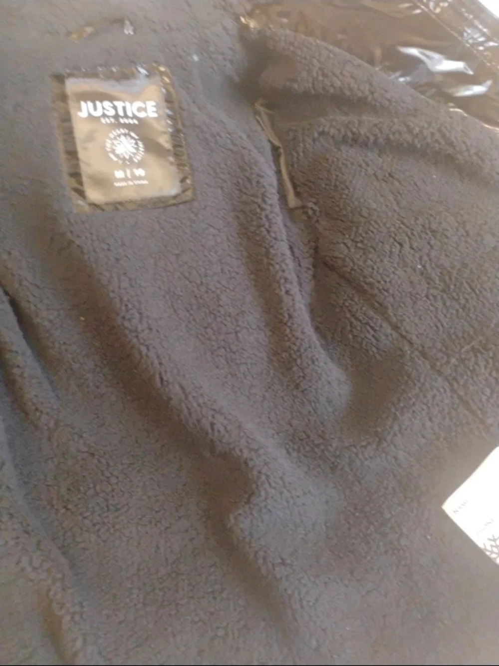 Justice Black Shiny Puffer Coat with Faux Fur Hood